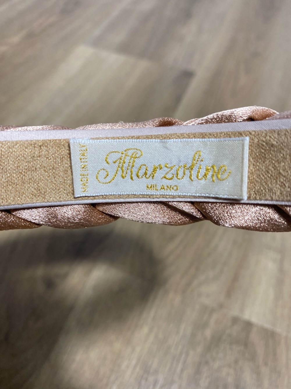 Marzoline Satin Braided Taupe Headband with Crystal embellishments Made in Italy - Picture 8 of 12